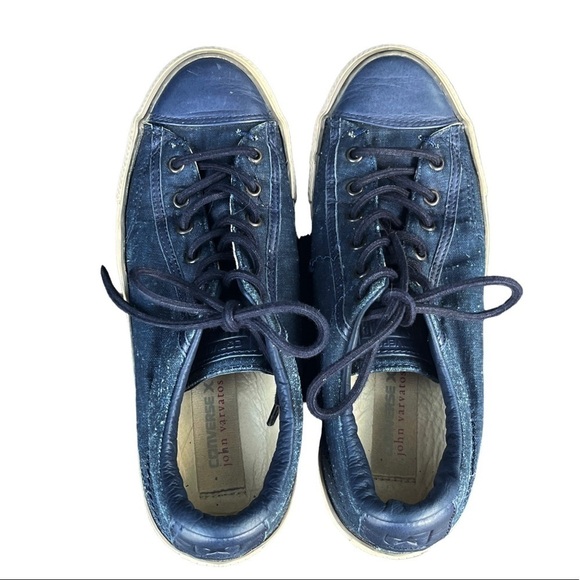 Converse All Star X John Varvatos Low Top Blue Leather Denim Sneakers - Picture 3 of 9